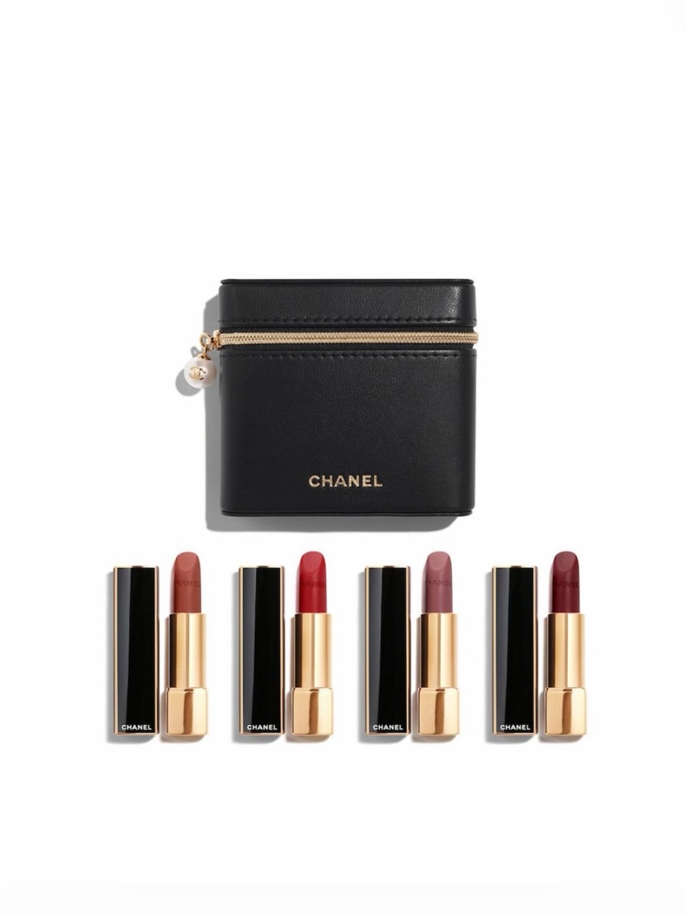 New CHANEL Rouge Allure Velvet Les Perles Limited Edition Pouch Lipsticks Set 4